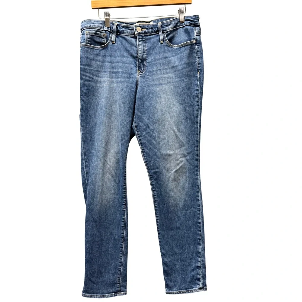 Athleta Jeans Womens 14 (34x29 ACTUAL) Sculptek Skinny Blue Denim Stretch